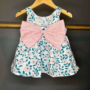 Floral Dress with Pink Bow